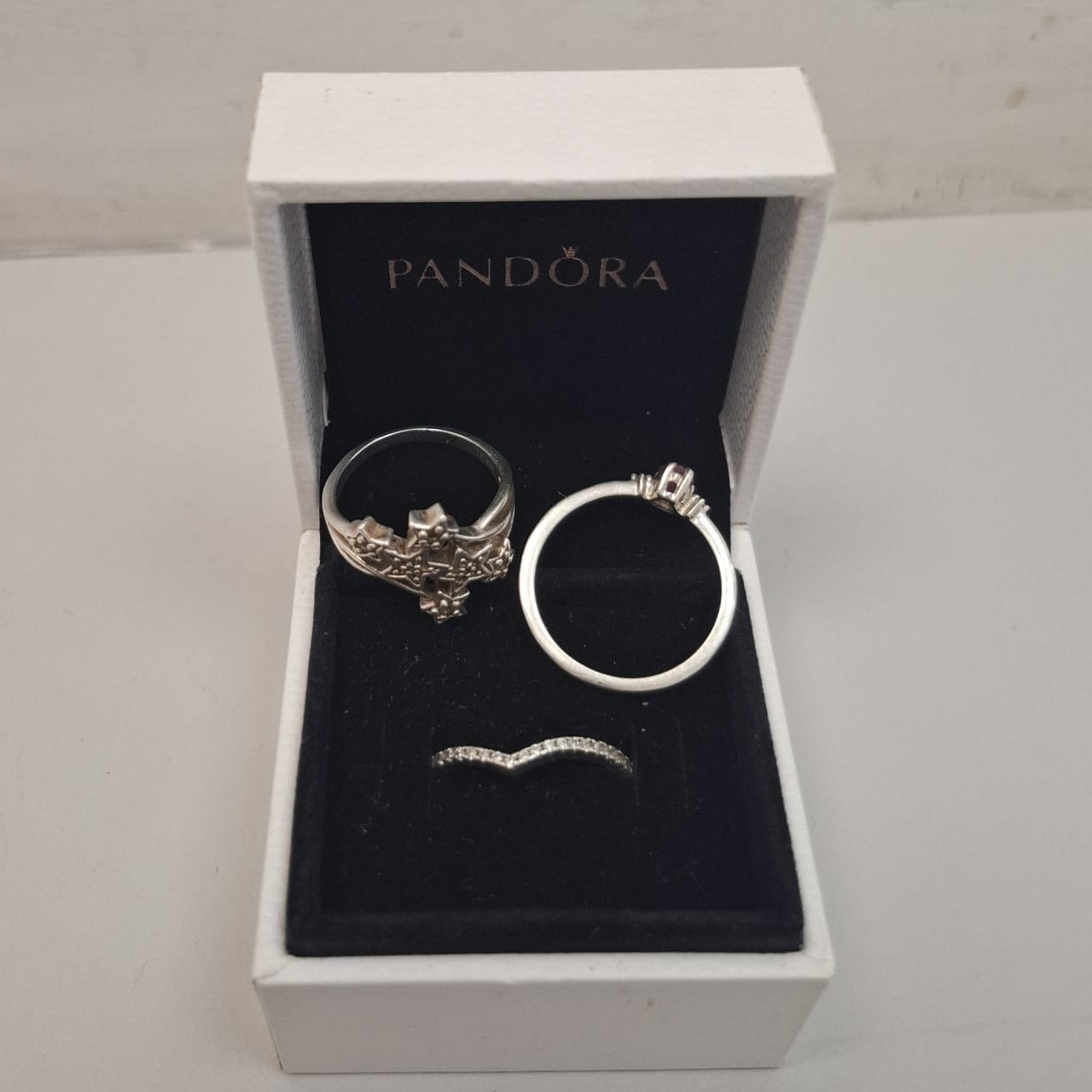 Product photo for Set Of 3 Sterling 925 Silver Ring's - Pandora / Unbranded