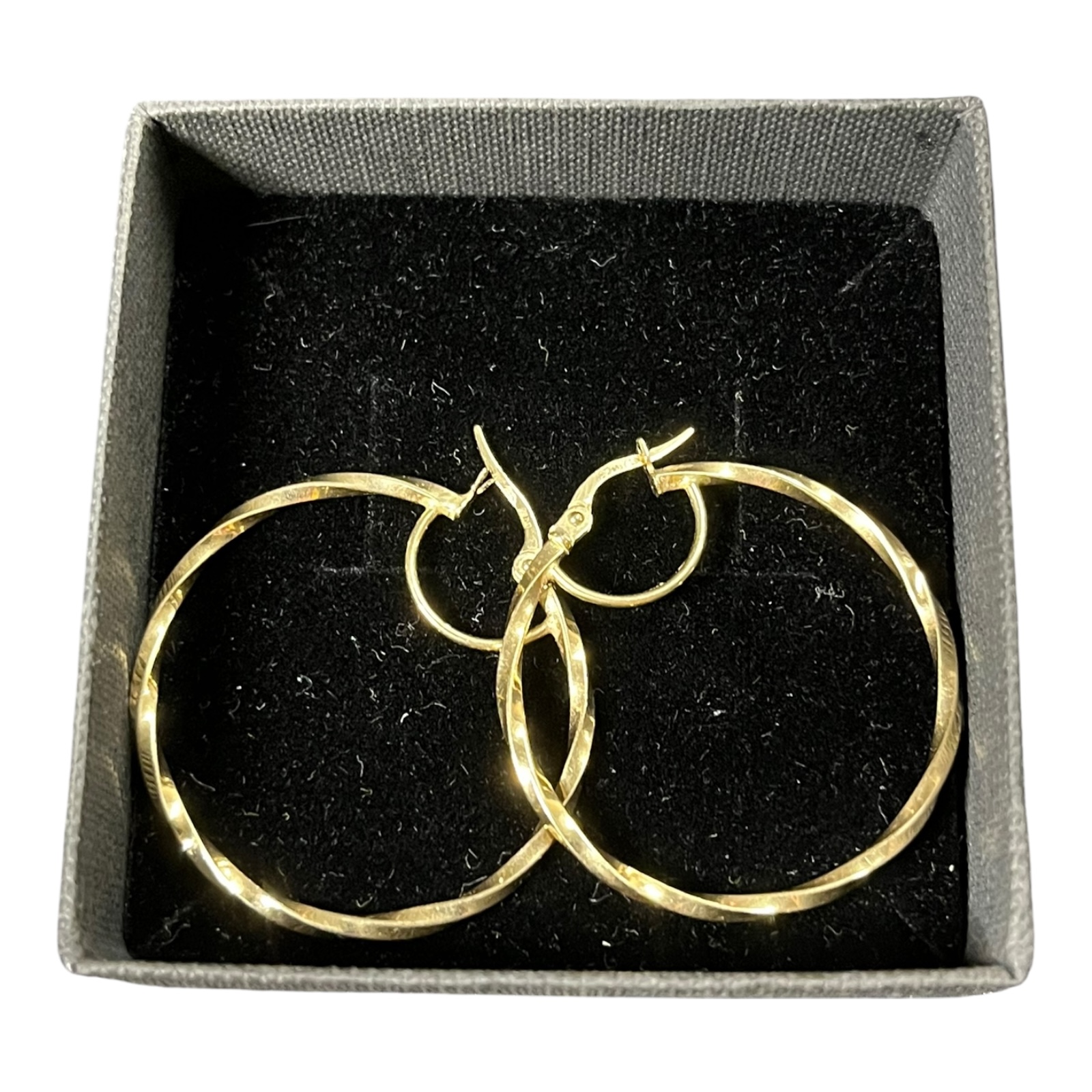 Product photo for 14ct Twisted Hoop Earrings with Hinged Fitting