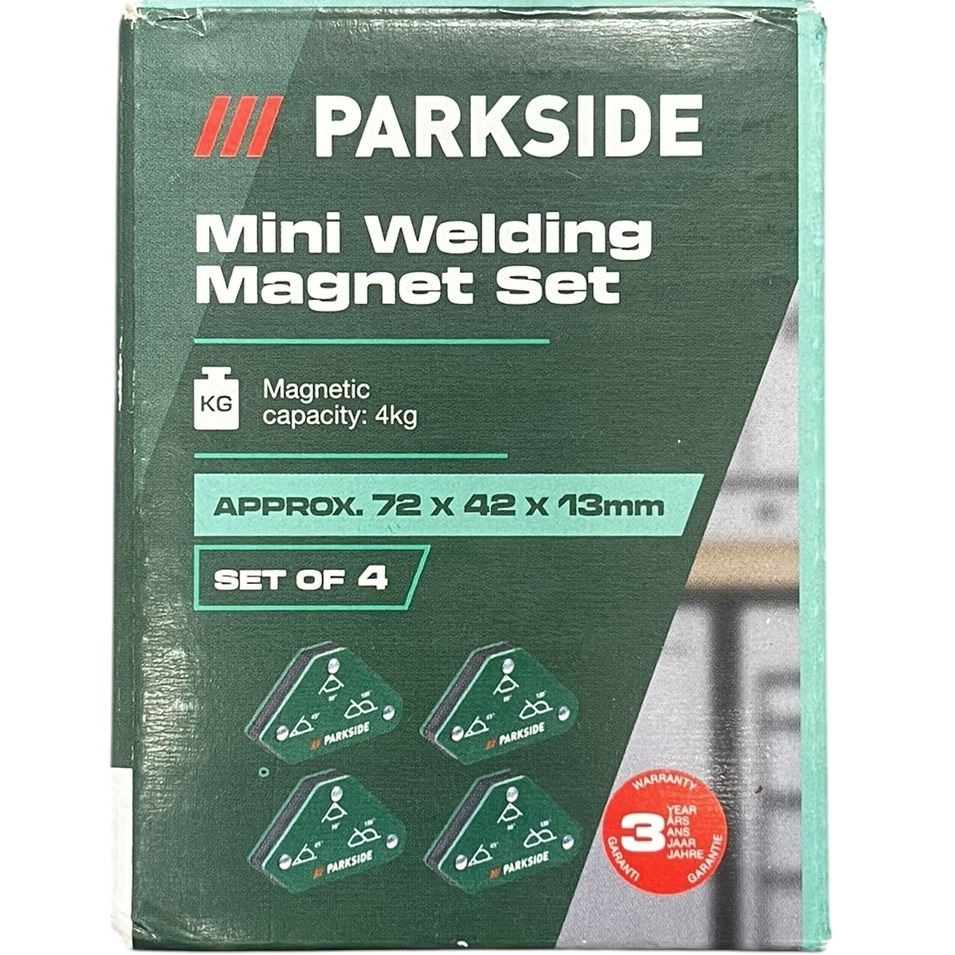 Product photo for New: Parkside Mini Welding Magnet Set - Of 4 (Approximate Size 72x42x13mm)