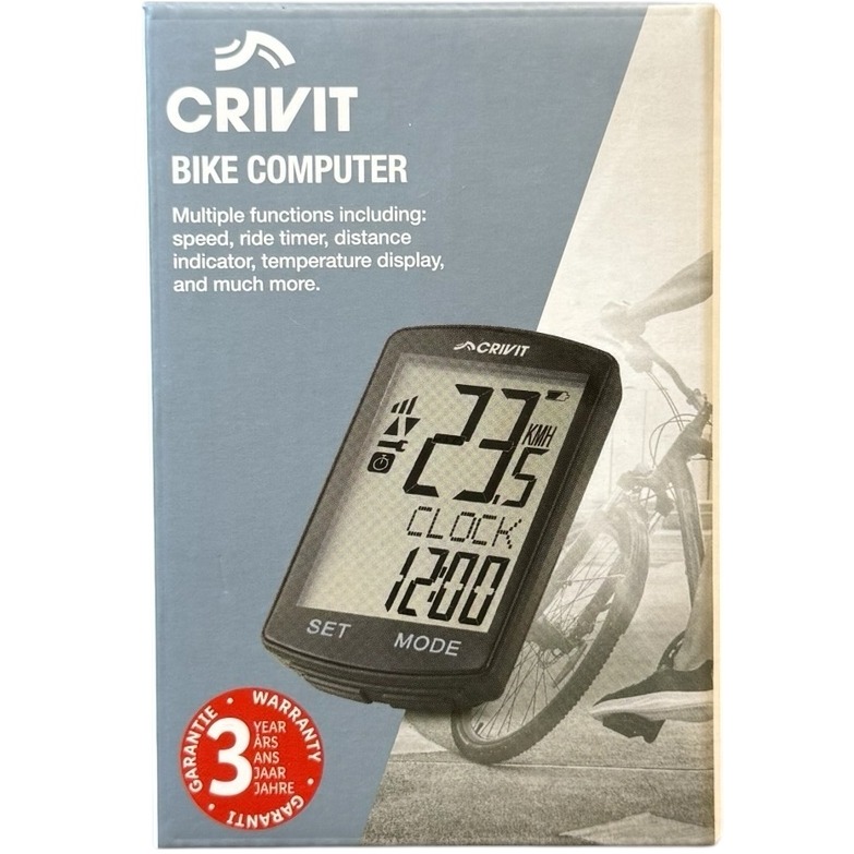 Product photo for New: Crivit Bike Computer - Speed, Distance, Temp, Time + More