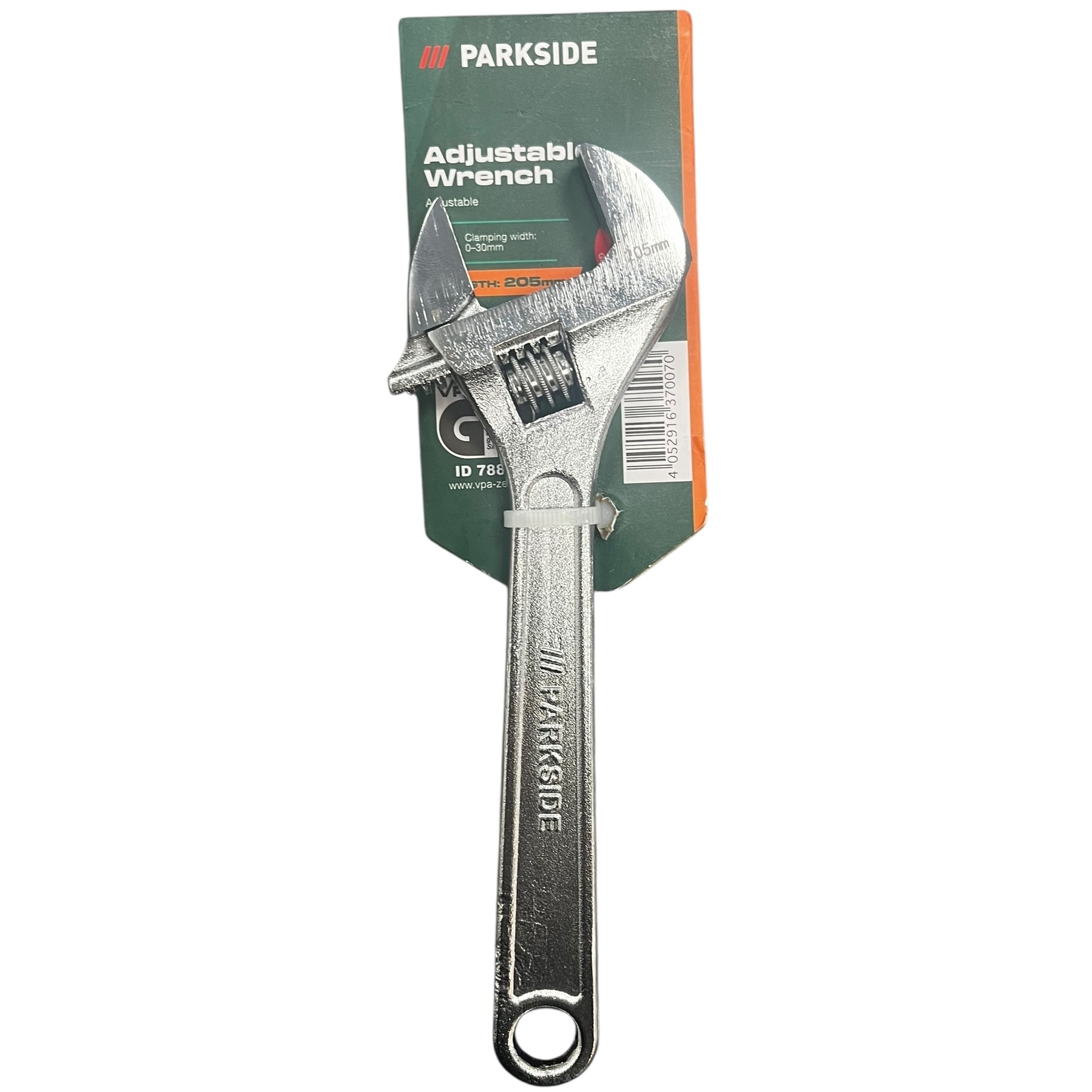 Product photo for New: Parkside Adjustable Pipe Wrench - 30mm Max Clamping Width (Length 205mm)