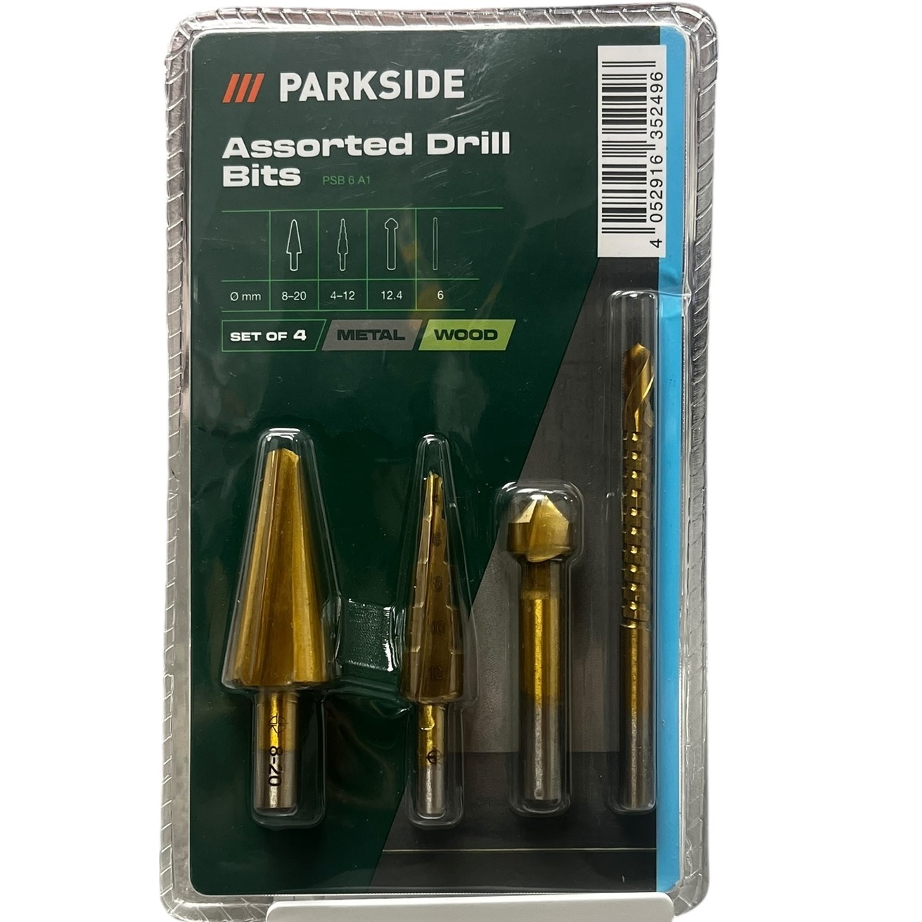 Product photo for New: Parkside Assorted Drill Bits - 4 Piece Set (Designed For Meta & Wood)