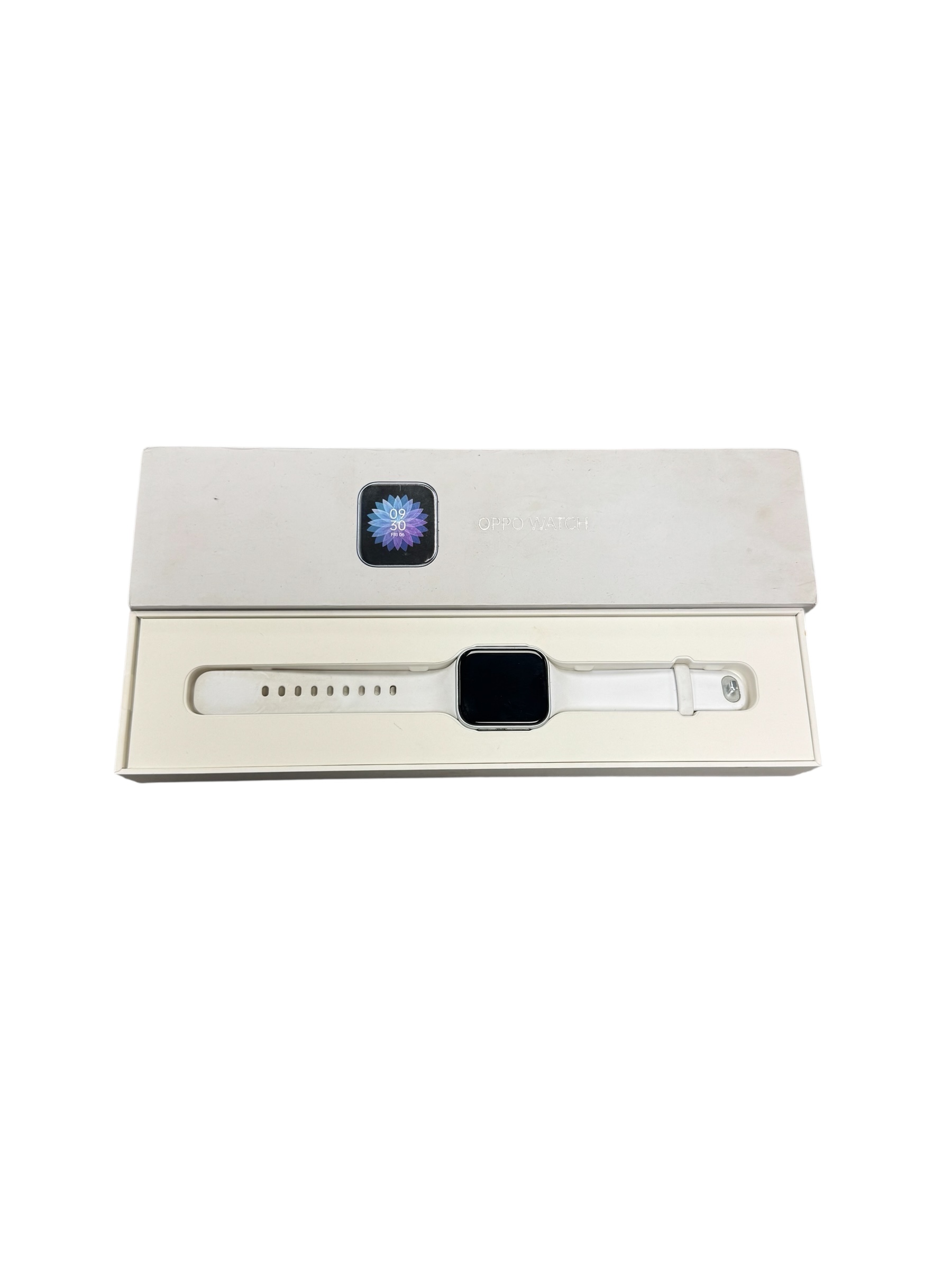 Product photo for Oppo Watch 41mm Silver-tone Case with Silver Silicone Band (OW19W6)