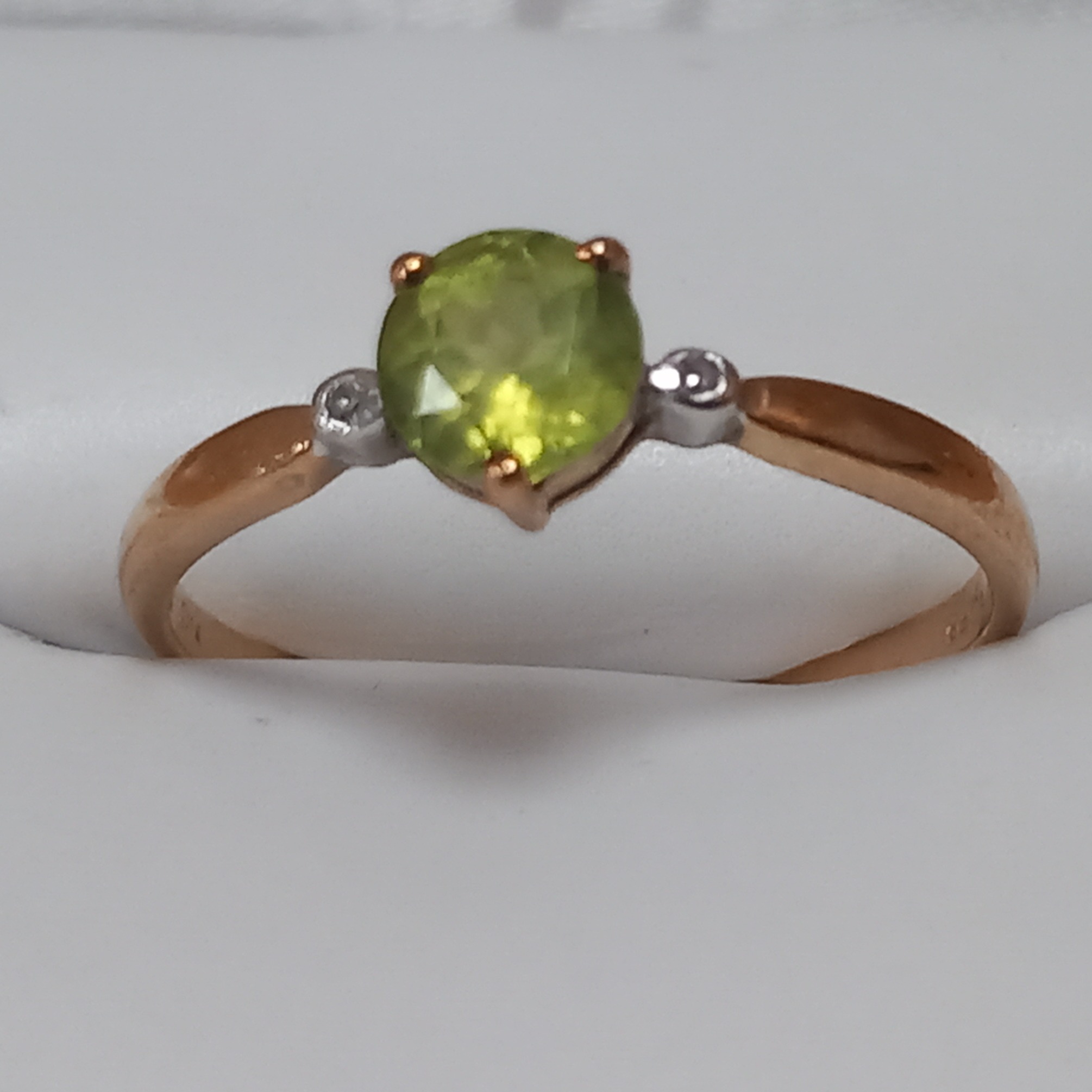Product photo for GOLD 9ct Gold Green Stone & Diamond Ring Size R