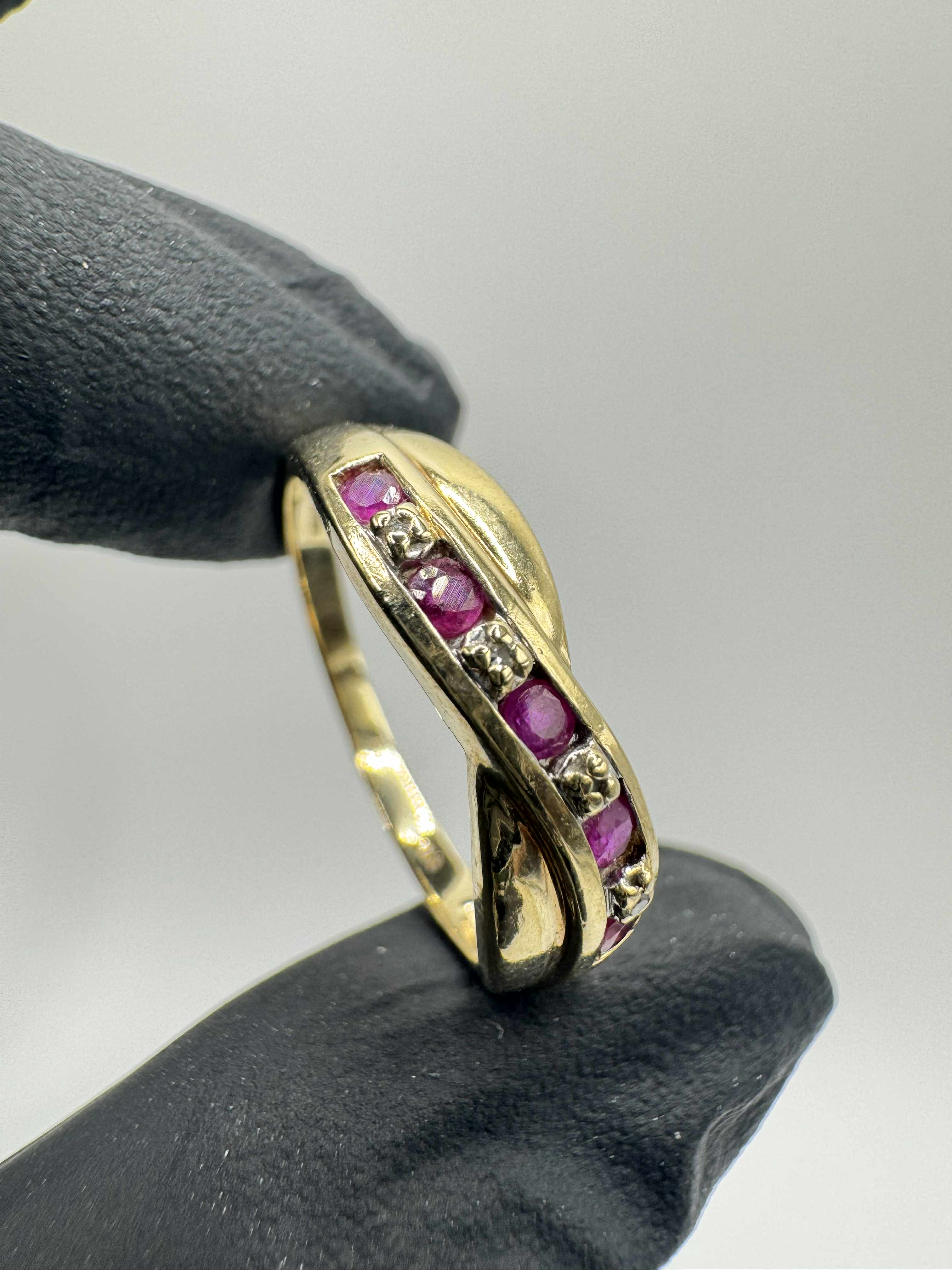 Product photo for 9ct Ruby & Diamond Cross Over Ring