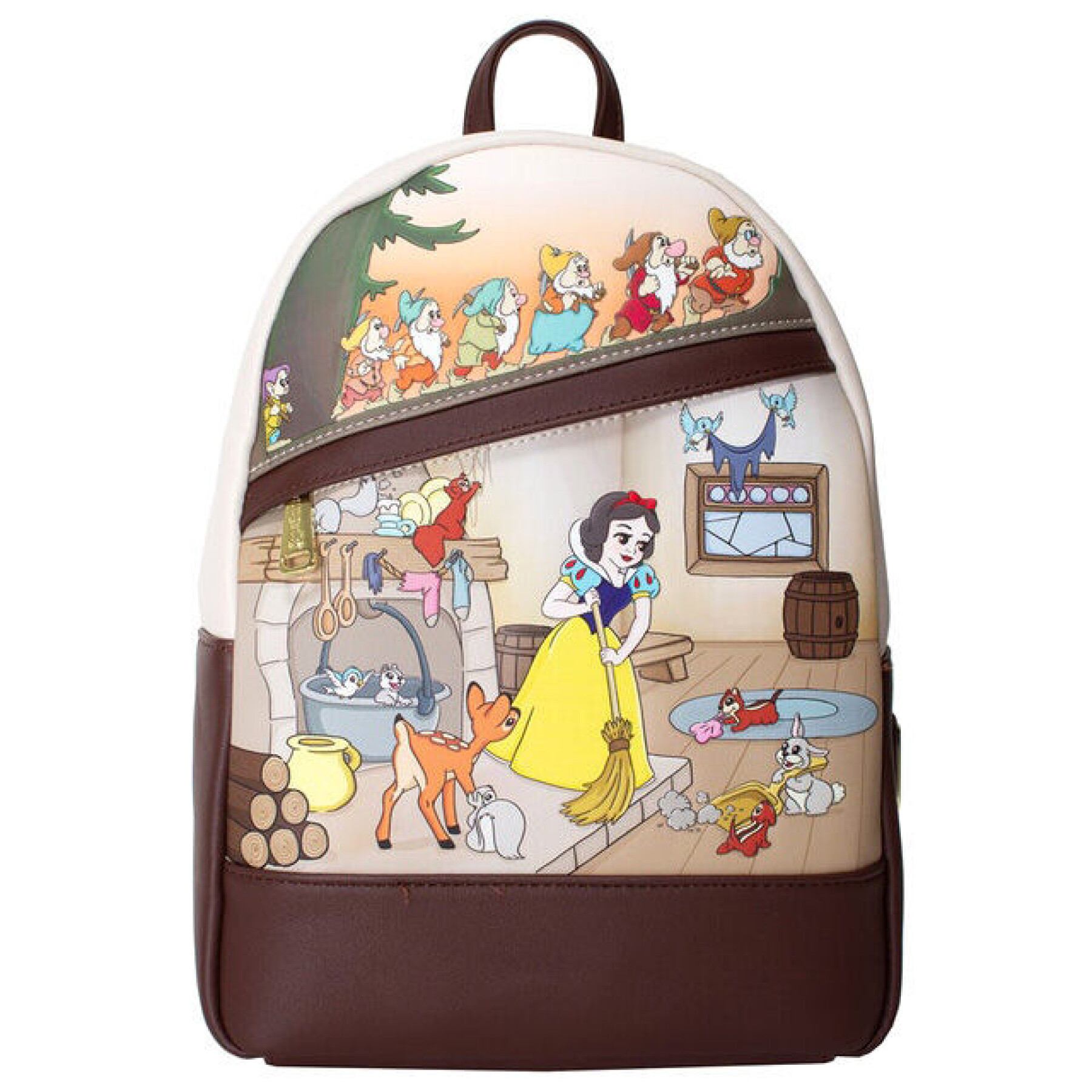 Product photo for Disney Snow White & The Seven Dwarfs Multi-Scene Mini Backpack by Loungefly