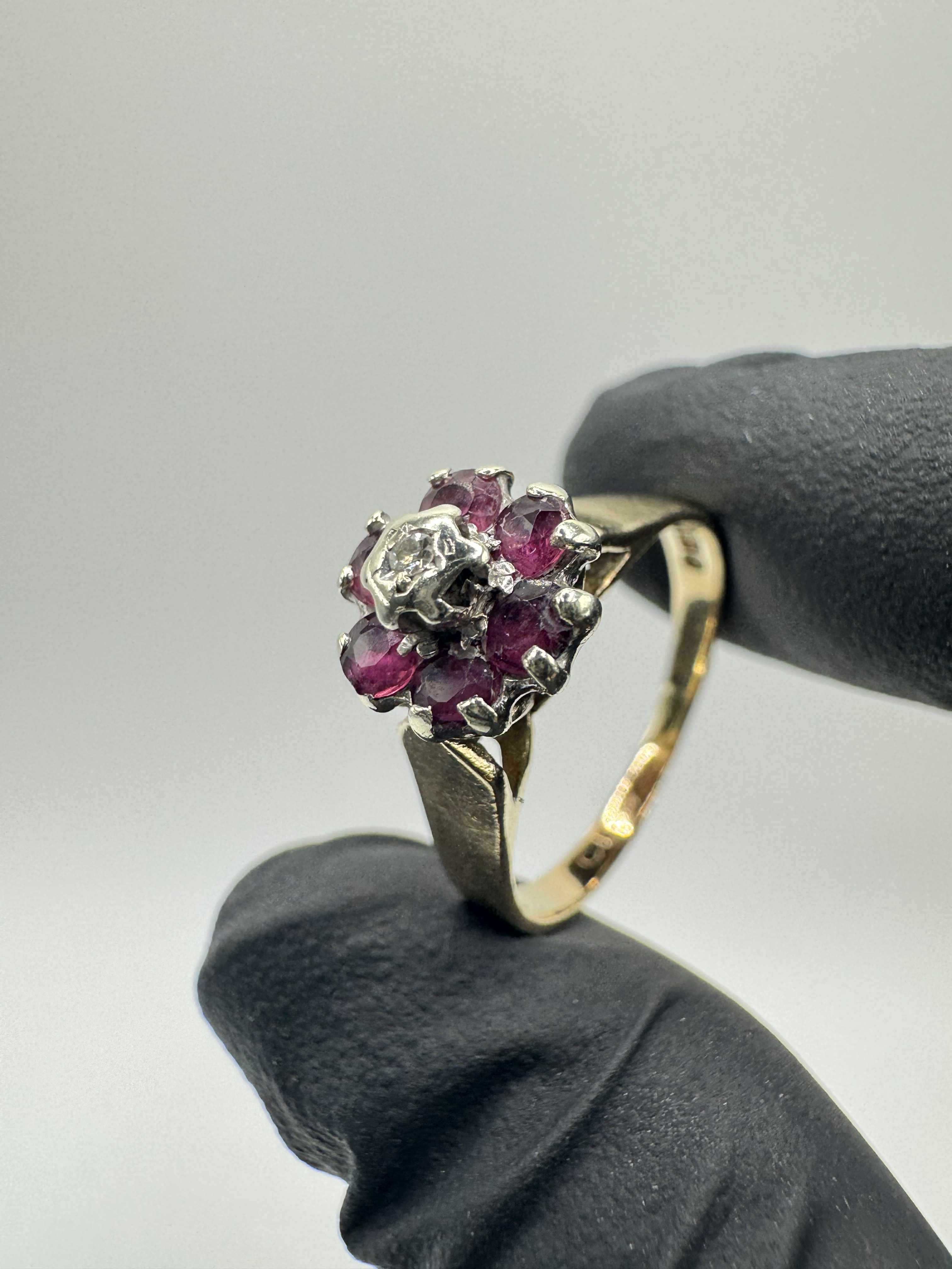 Product photo for 9ct Ruby & Diamond Floral Ring