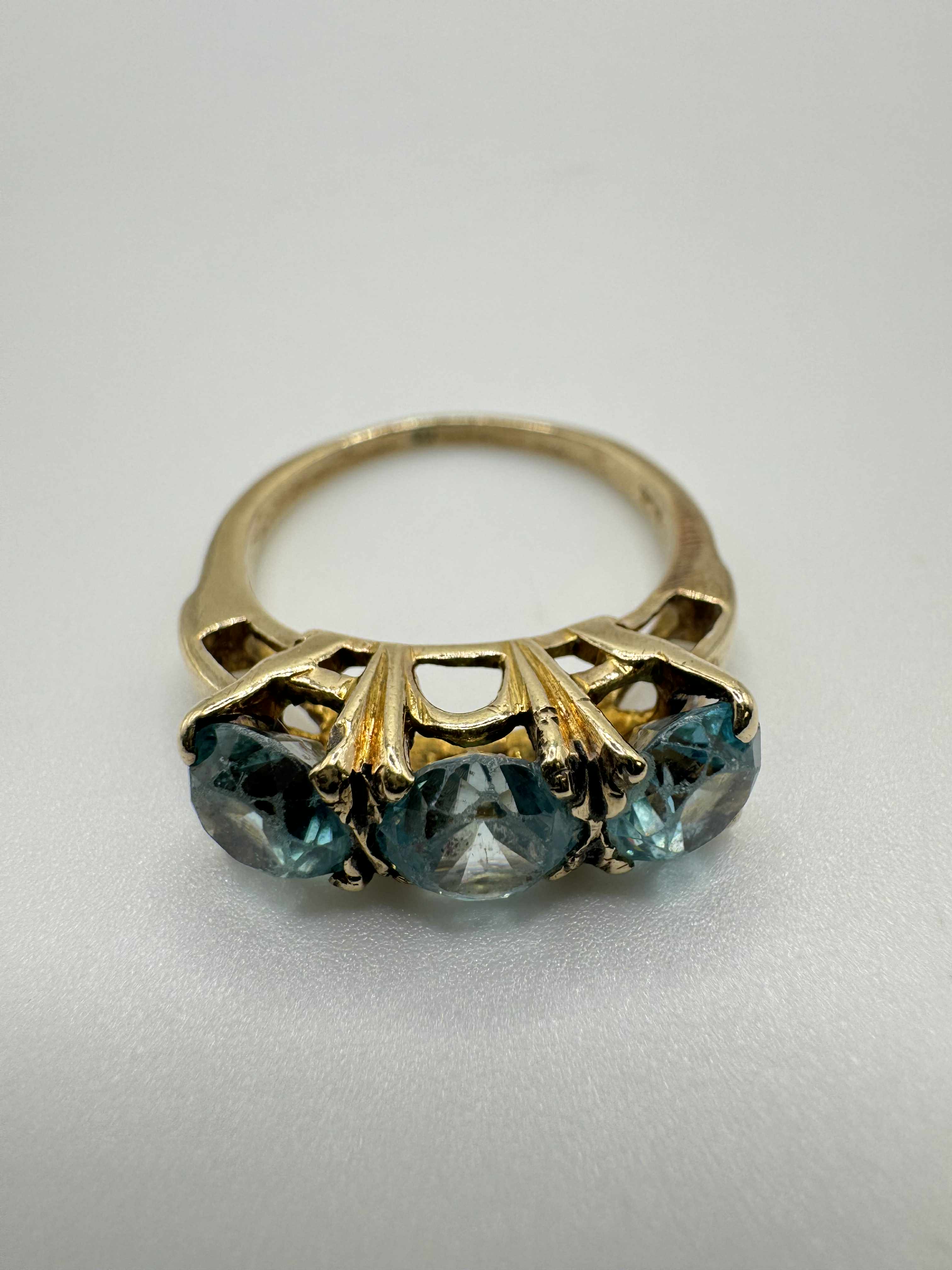Product photo for 9ct Trio Blue Topaz Ring