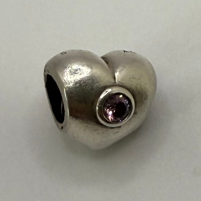 Product photo for Heart With Pink Stone Charm