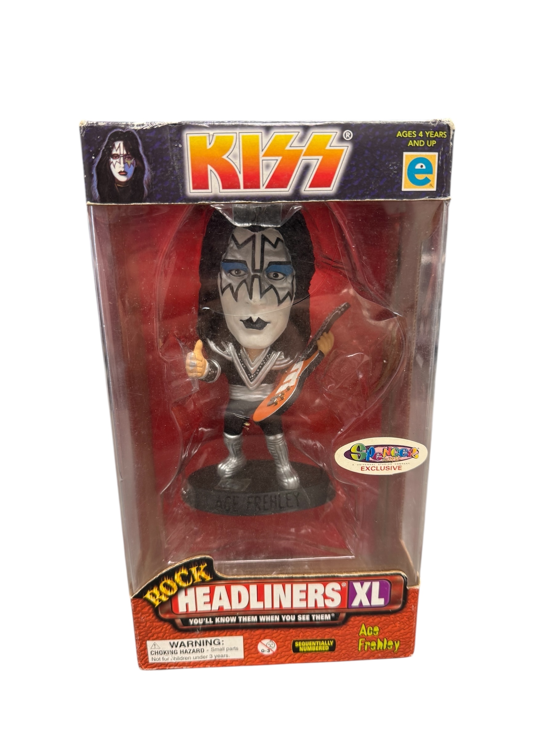 Product photo for KISS Ace Frehley Limited Edition Black Fire Base Rock Headliners XL