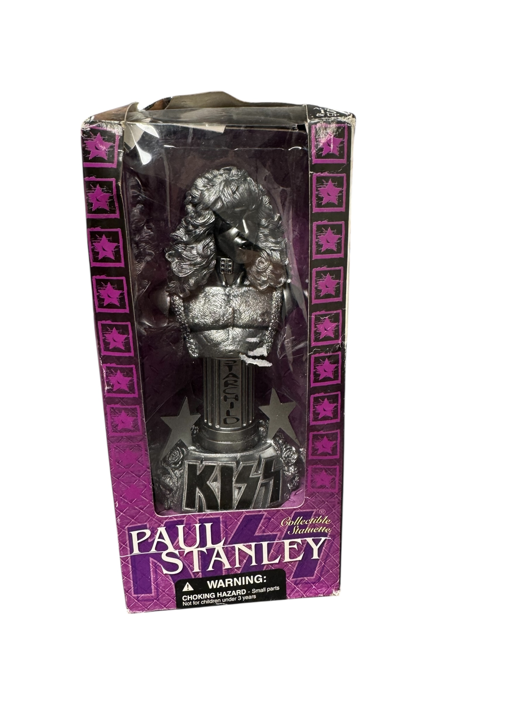 Product photo for McFarlane Toys 2002 KISS PAUL STANLEY Collectible Statue SILVER STATUETTE Bust