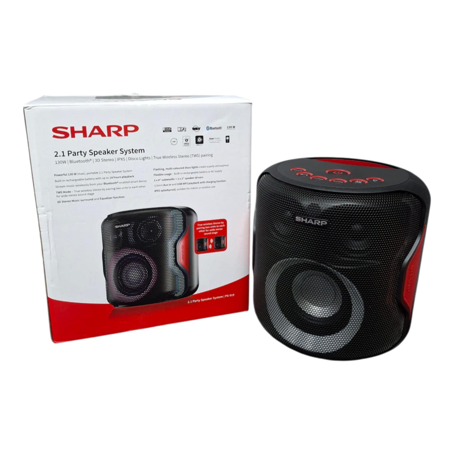 Product photo for Sharp 2.1 Party Speaker System PS-919