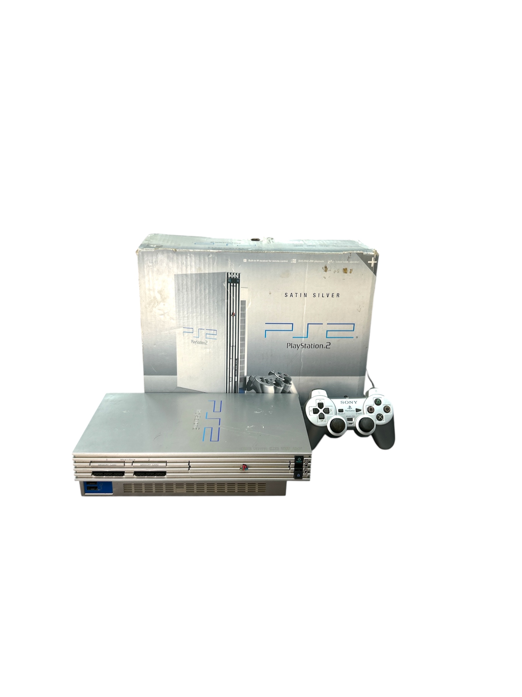 Product photo for Playstation 2 Console, Silver (With 1 Pad), Boxed