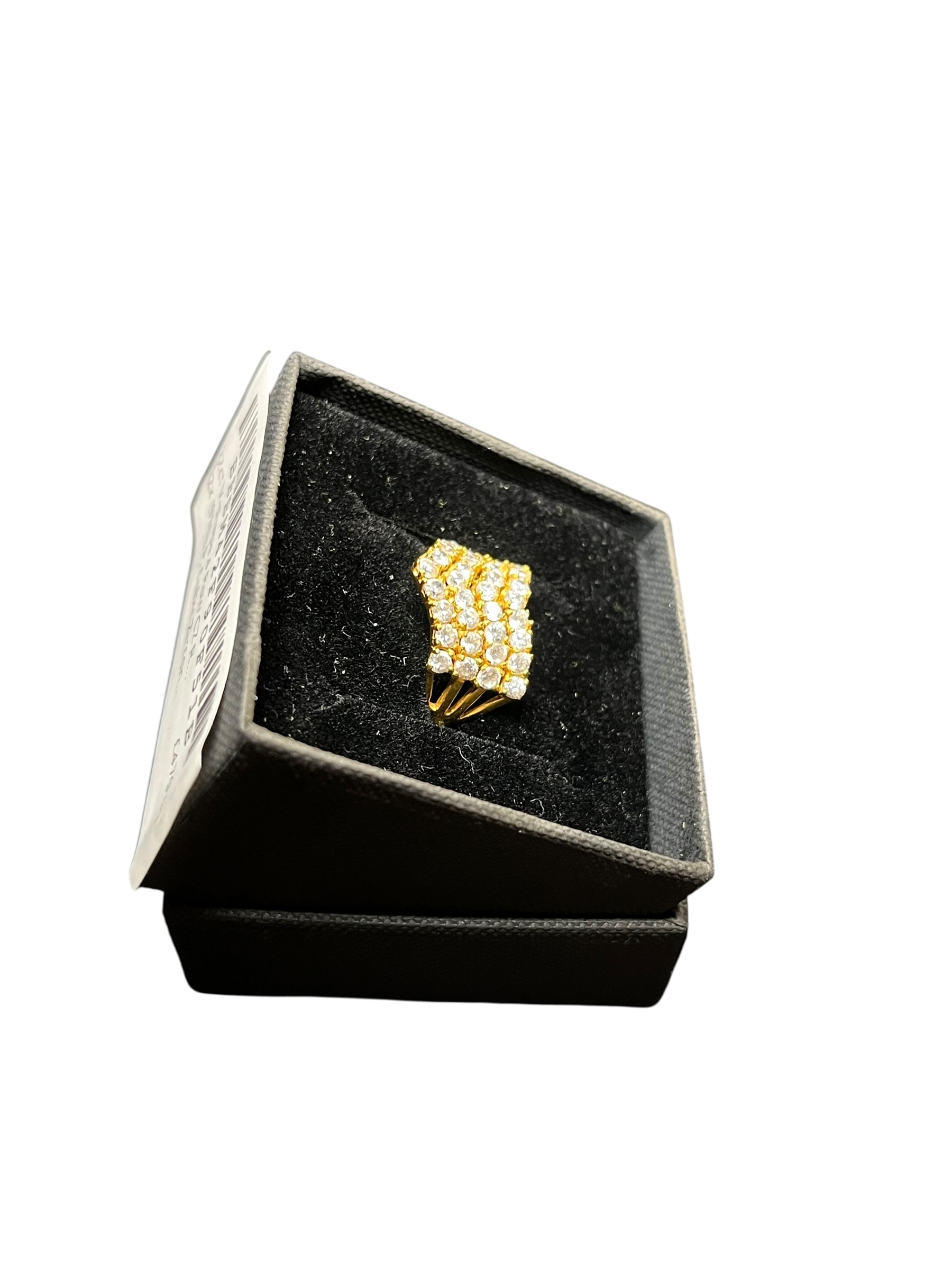 Product photo for 22ct V-Shape 4 Row CZ Ring – Size P