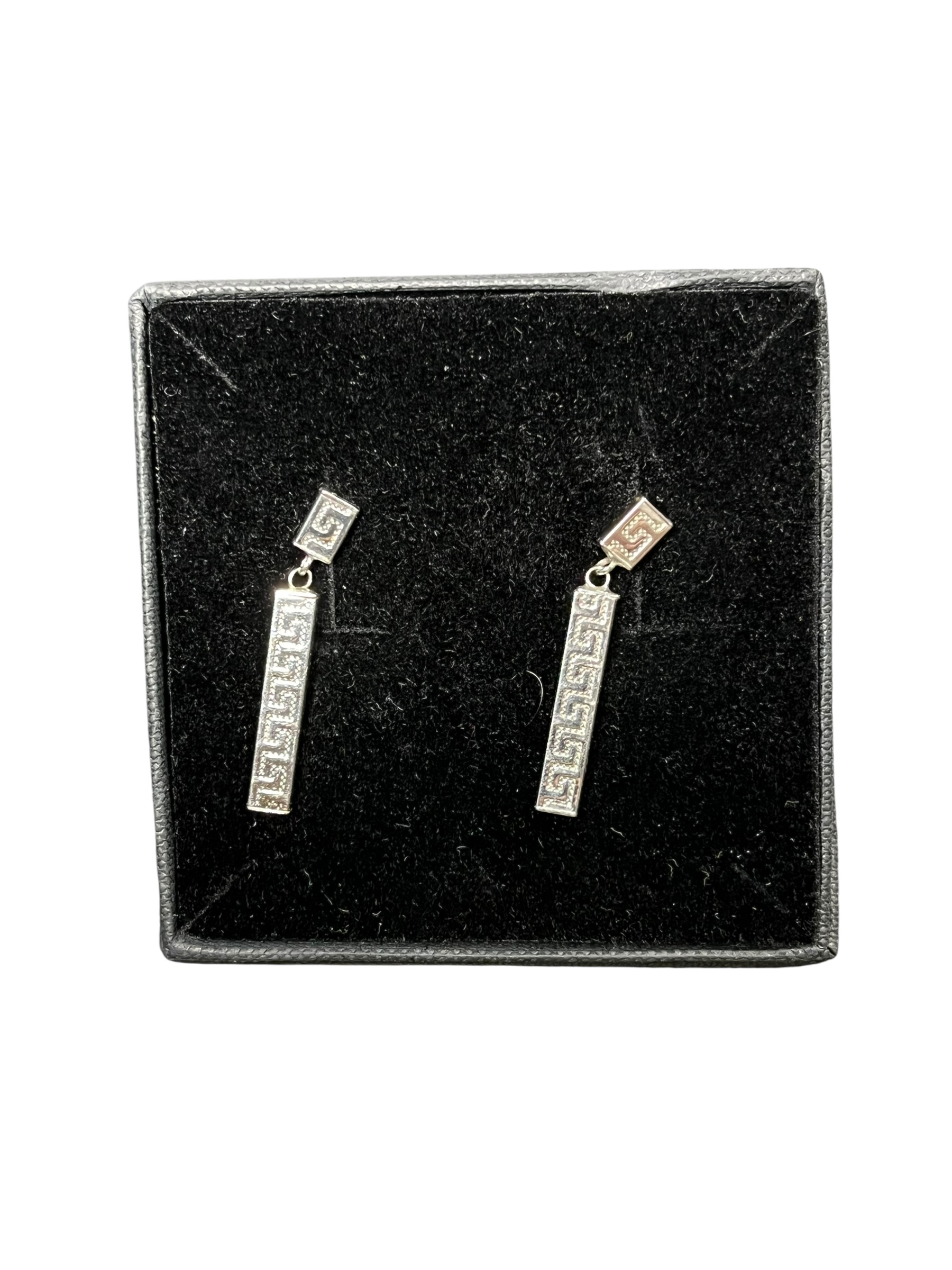 Product photo for 9ct Gold Greek Key Dangly Earrings with Stud Fitting