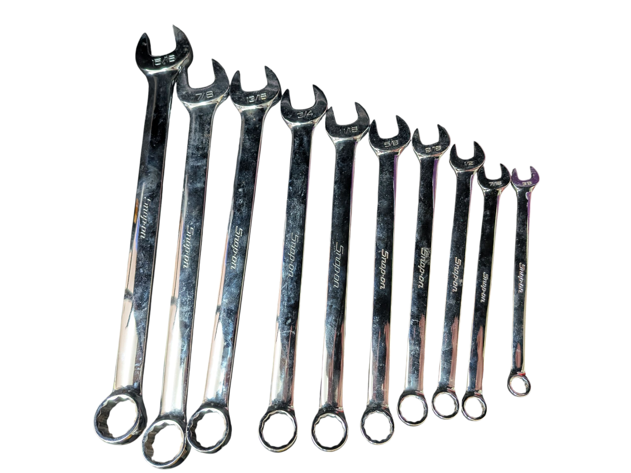 Product photo for Snap-On 10-Piece OEX AF Imperial Combination Spanner Set 3/8