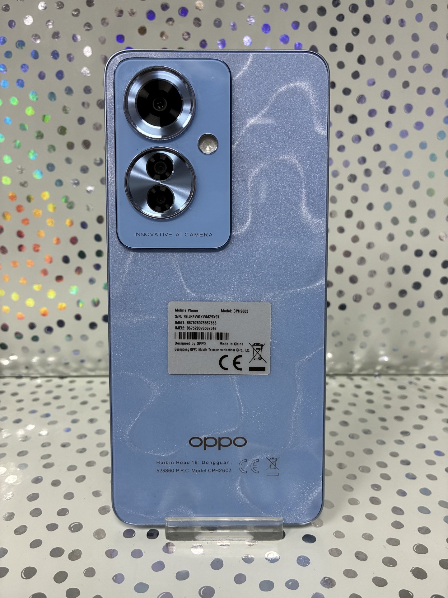 Product photo for oppo reno 11f 5g 256gb blue unlocked unboxed