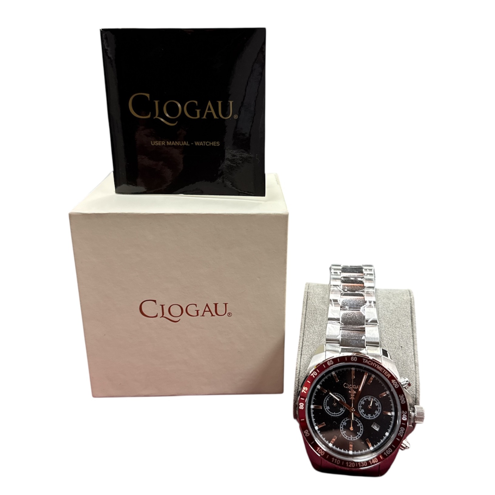 Product photo for Clogau Welsh Mens Brenig Rose Silver & Red WRU Watch