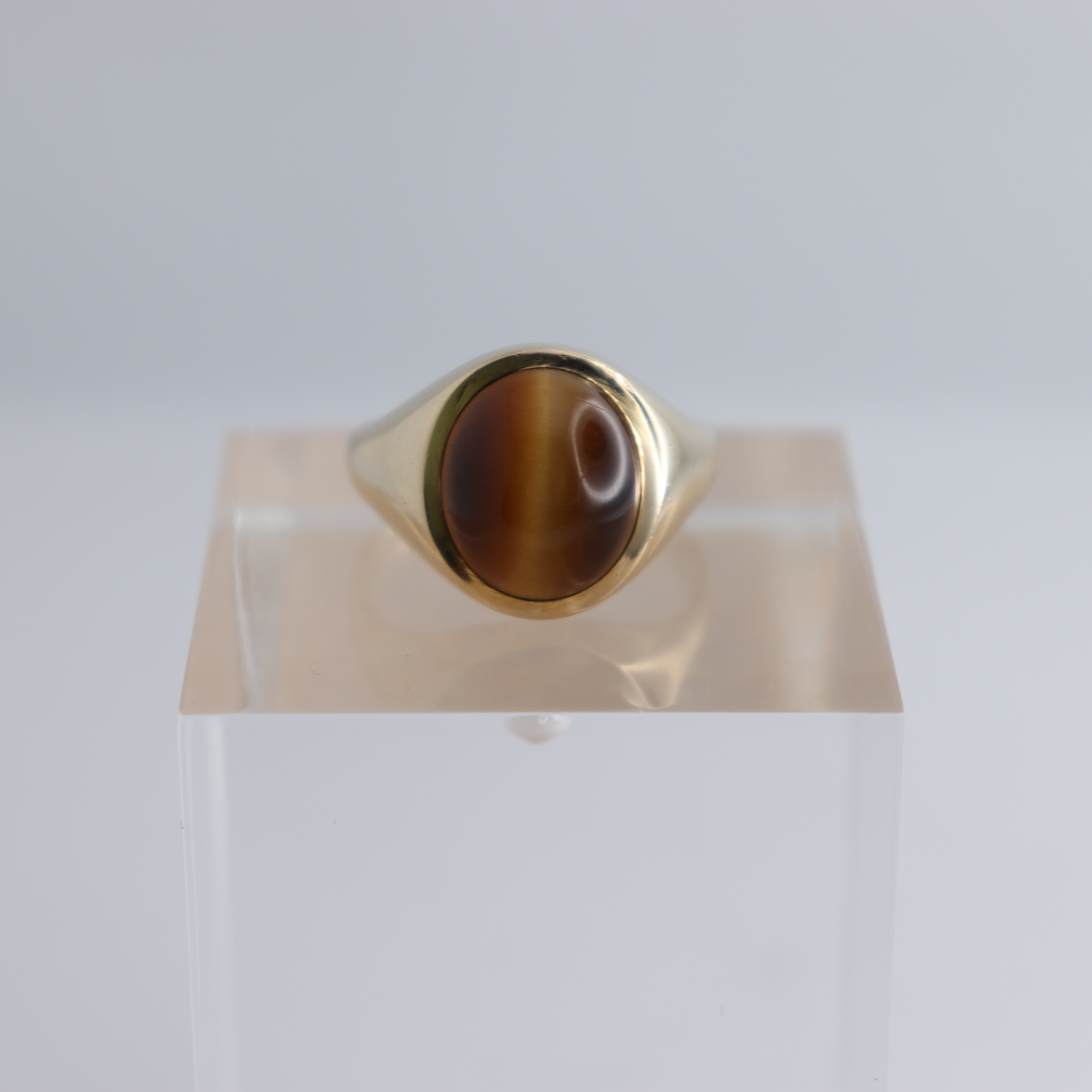 Product photo for Hallmarked 9ct Large Tiger's Eye Signet Ring