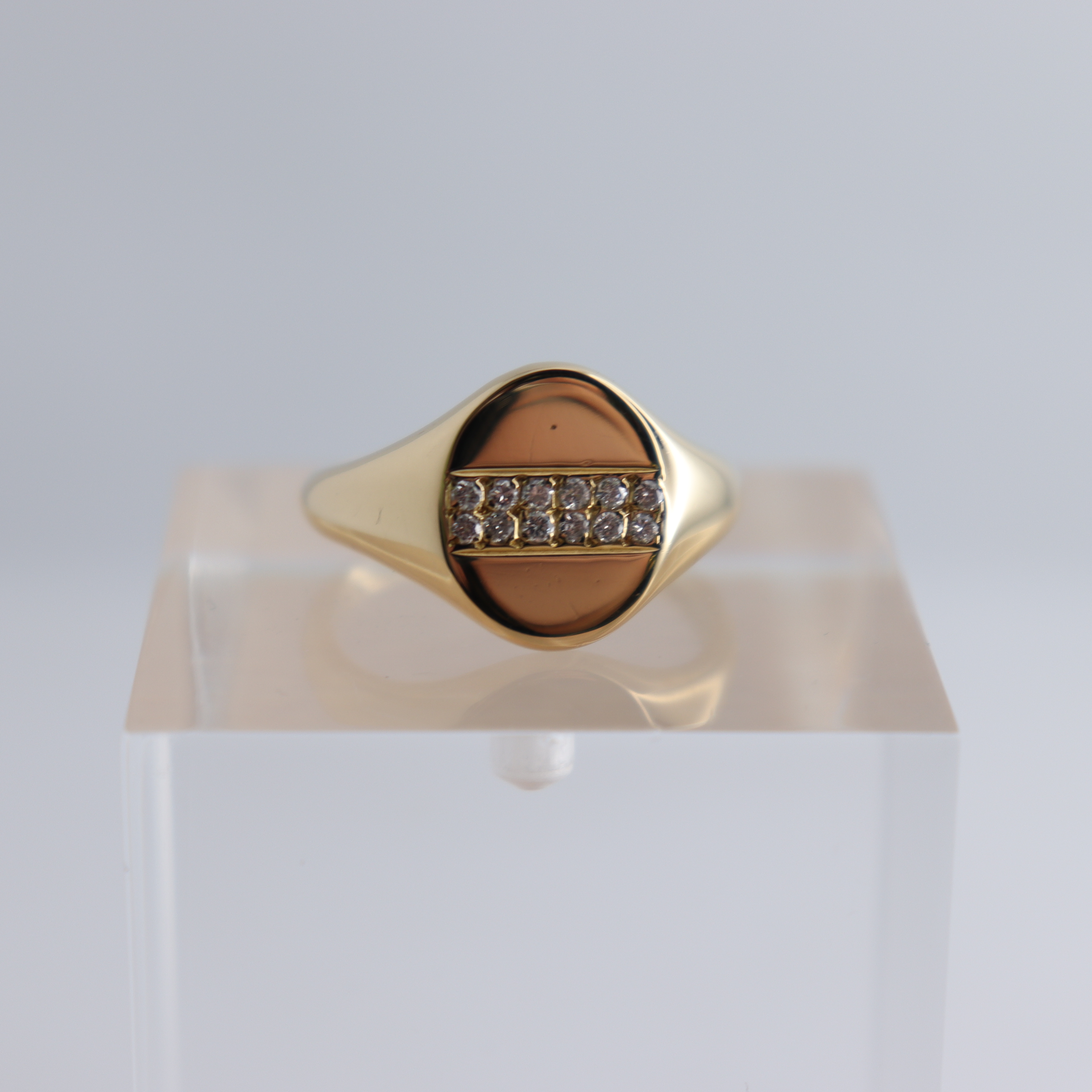Product photo for Hallmarked 18ct Diamond set Oval Signet Ring