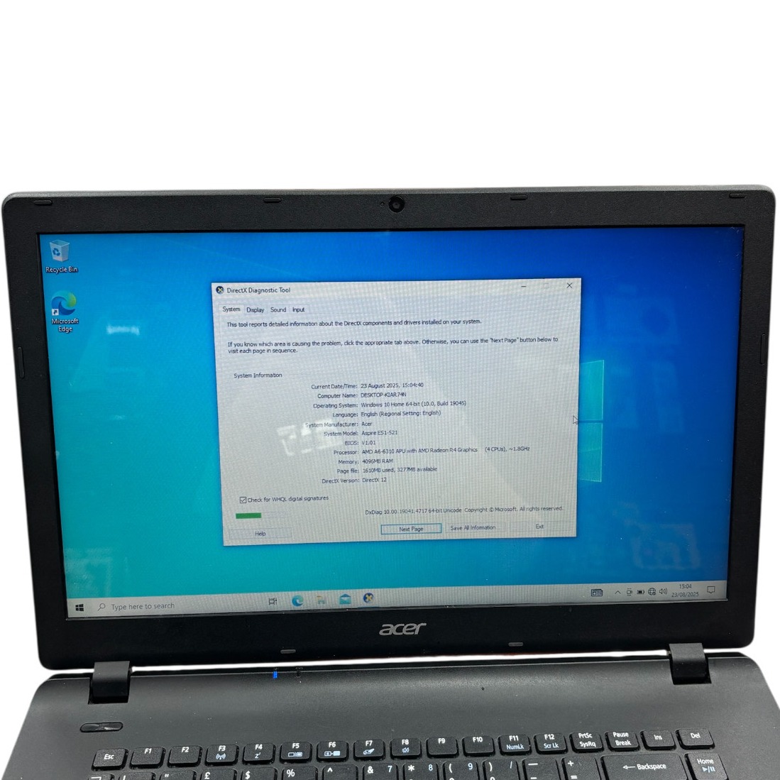 Product photo for Acer Aspire ES1-520