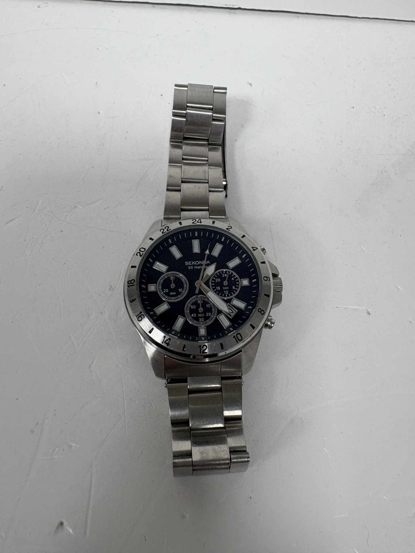 Product photo for sekonda watch silver blue face unboxed