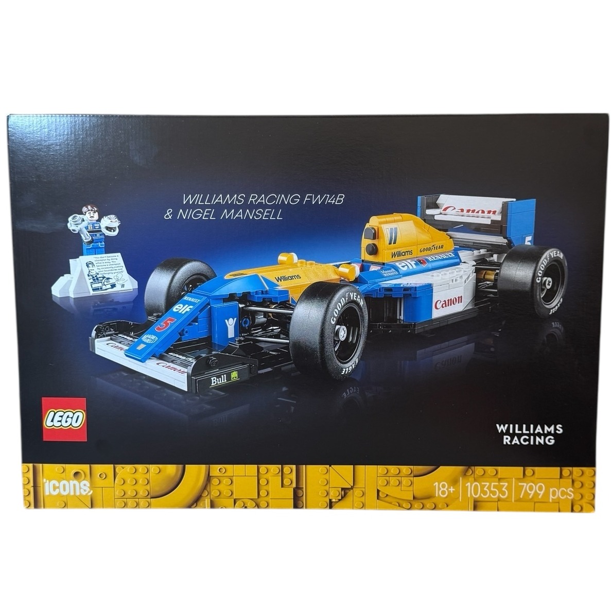 Product photo for New: LEGO Icons Williams Racing FW14B & Nigel Mansell - Set 10353, Age 18+