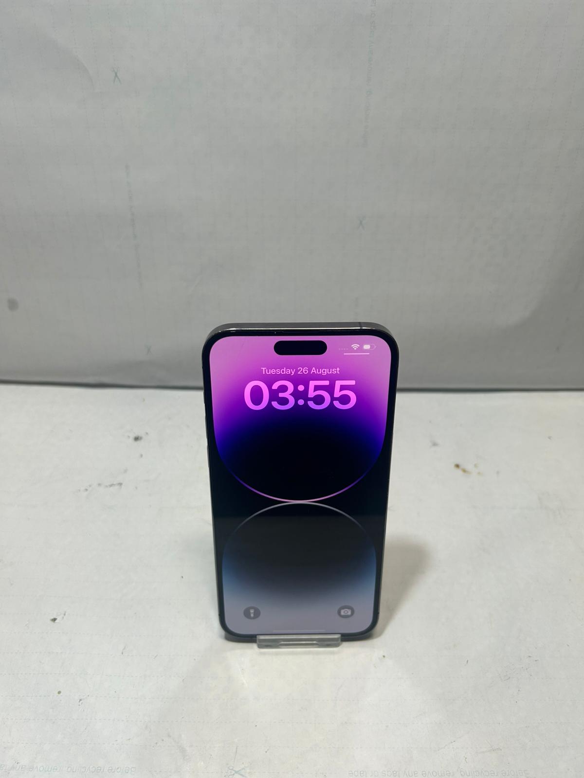 Product photo for iPhone 14 Pro Max - 128GB Unlocked Purple 87% Battery Health *SMALL CRACK*