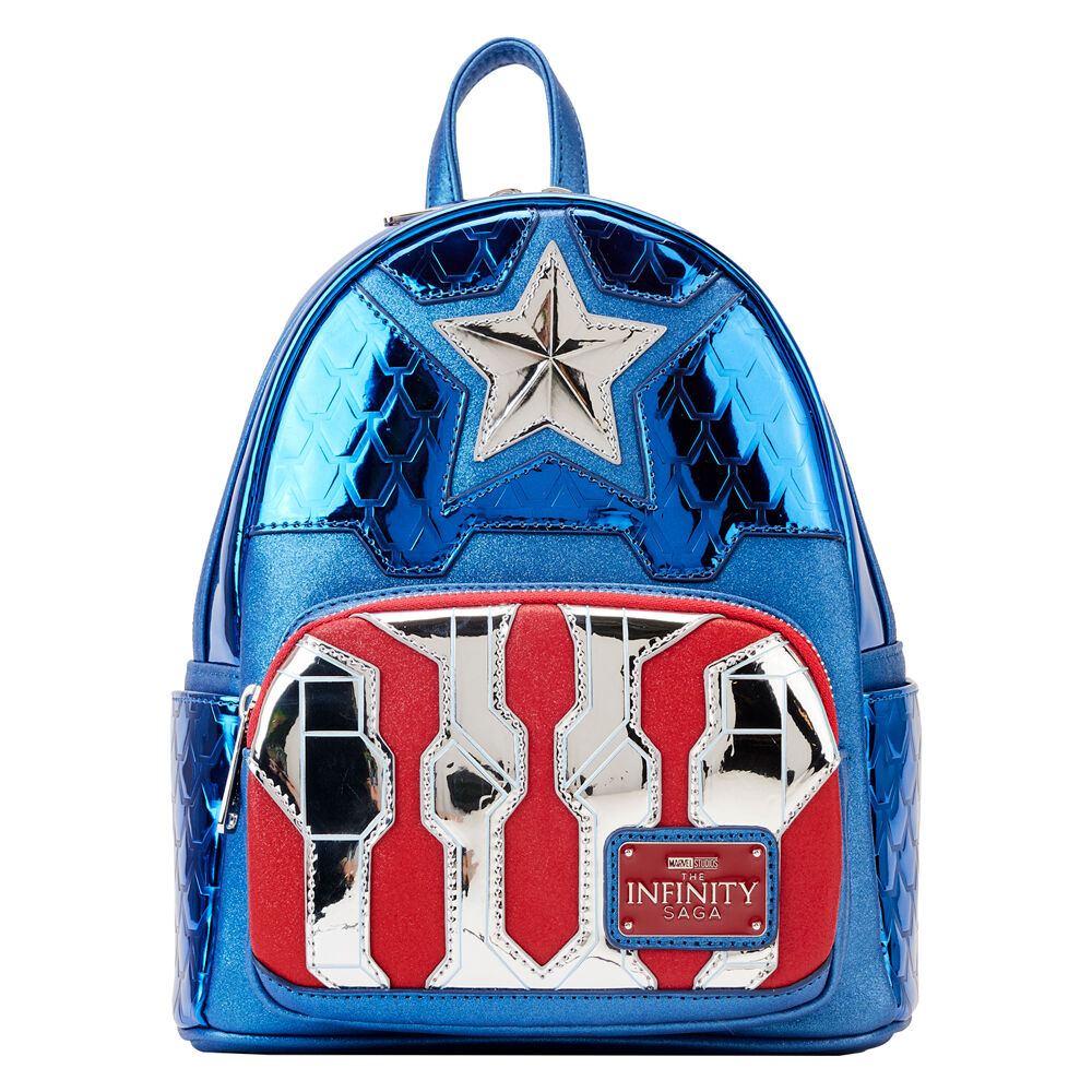 Product photo for Loungefly Marvel Captain America metallic Backpack 26cm