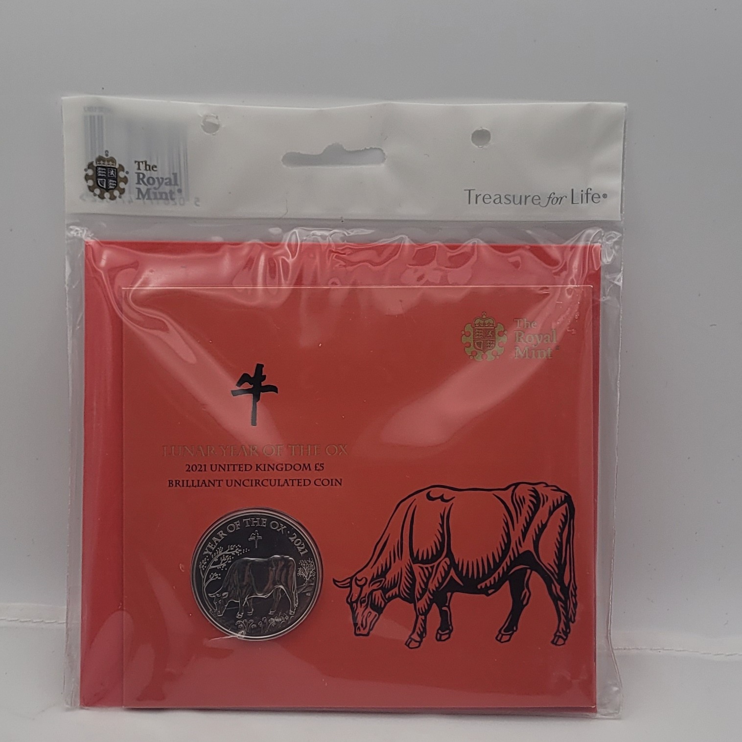 Product photo for Lunar Year of the Ox 2021 United Kingdom £5 Brilliant Uncirculated Coin