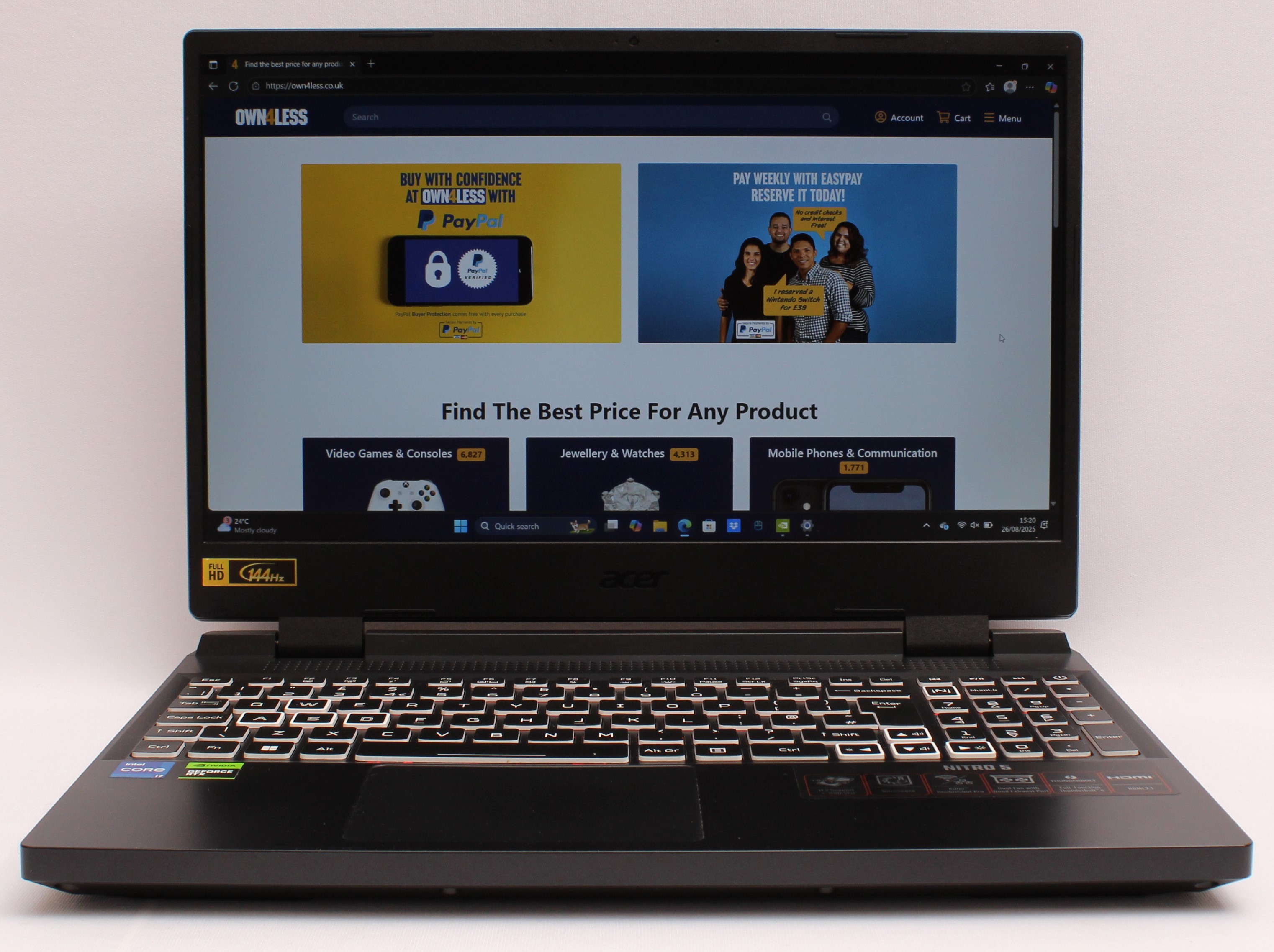 Product photo for Acer Nitro 5 Intel i7 16GB RAM 512GB SSD RTX 4050 Gaming Laptop (B+)