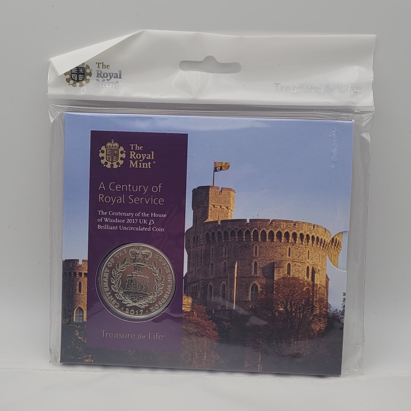 Product photo for The Cententary of the House Windsor 2017 UK £5 Brilliant Uncirculated Coin