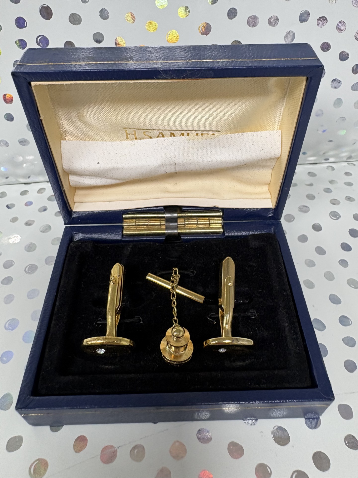 Product photo for H.Samuel gold plated cufflinks boxed