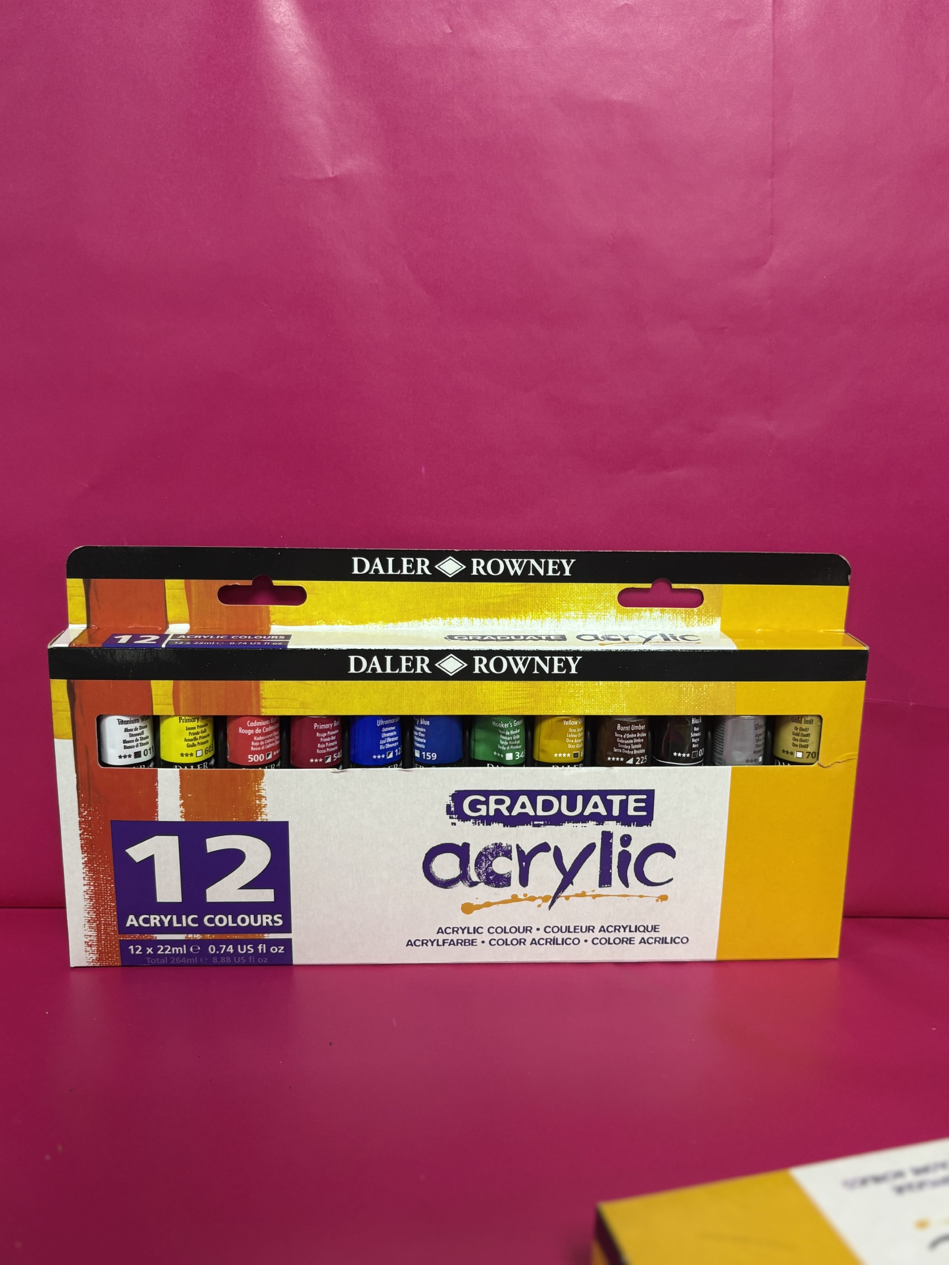 Product photo for Daler Rowney 12x Acrylic Paint - Boxed