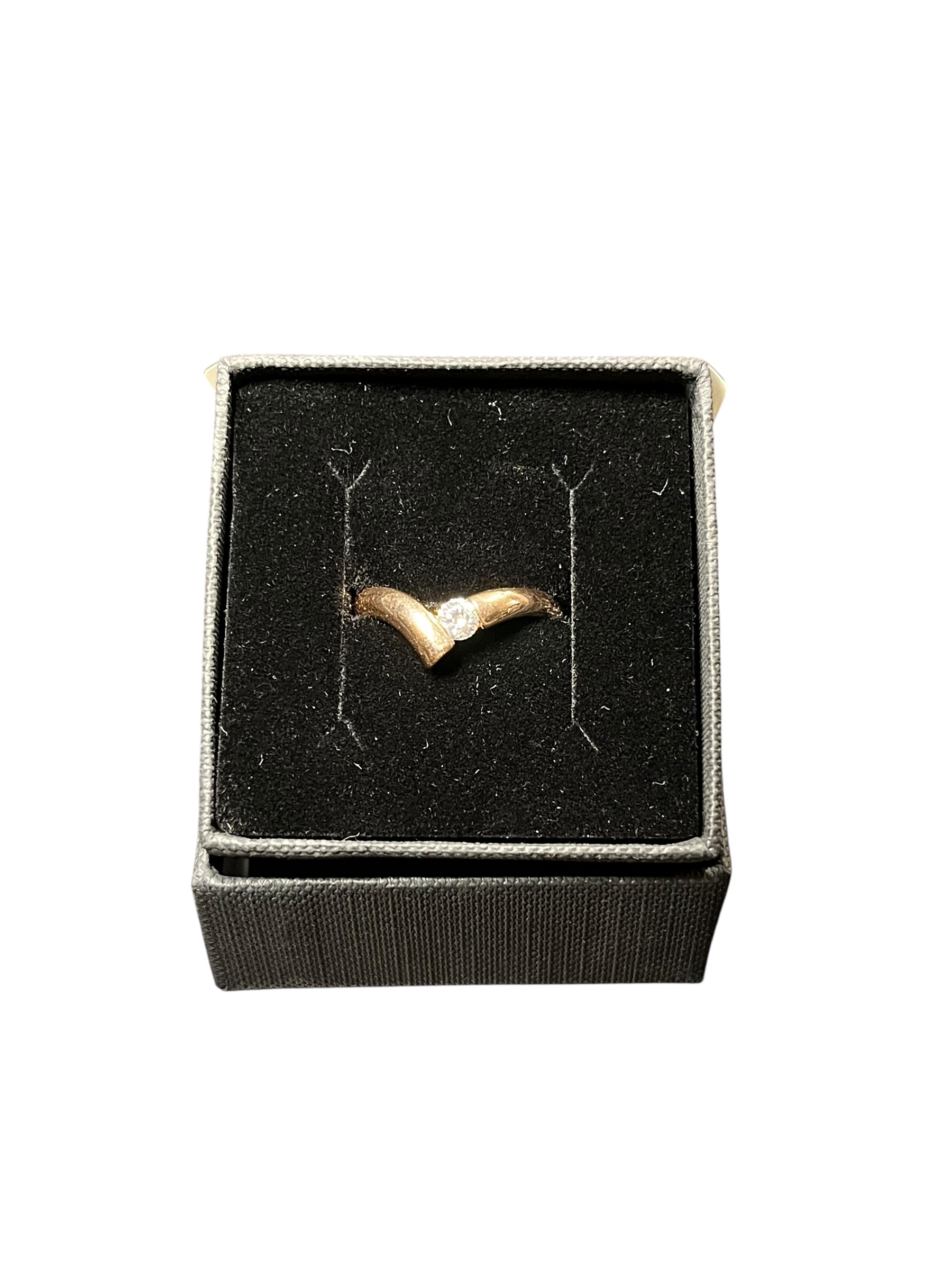 Product photo for 14ct Rose Gold V-Shape CZ Ring - Size T