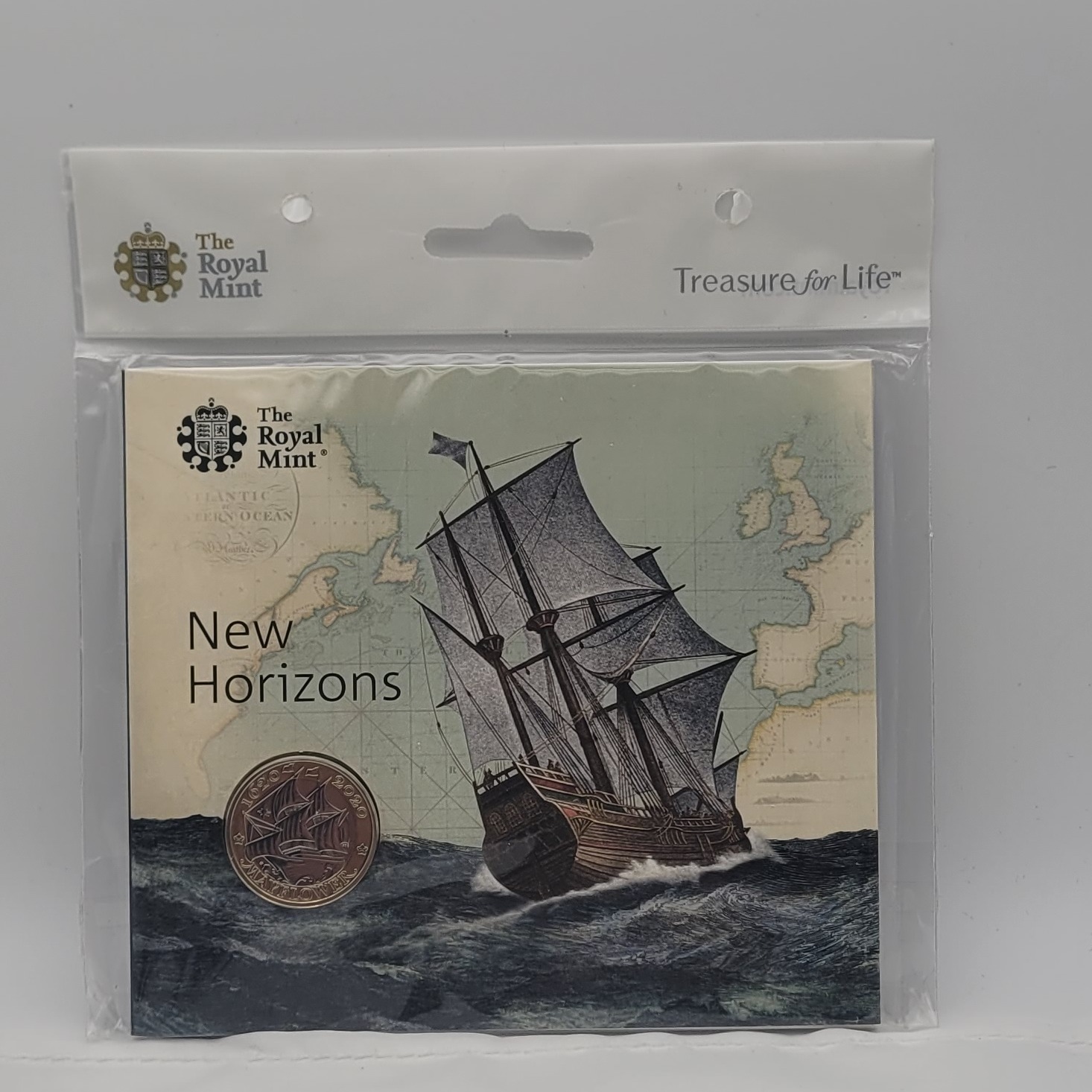 Product photo for 2020 Mayflower £2 Brilliant Uncirculated Coin Pack Sealed