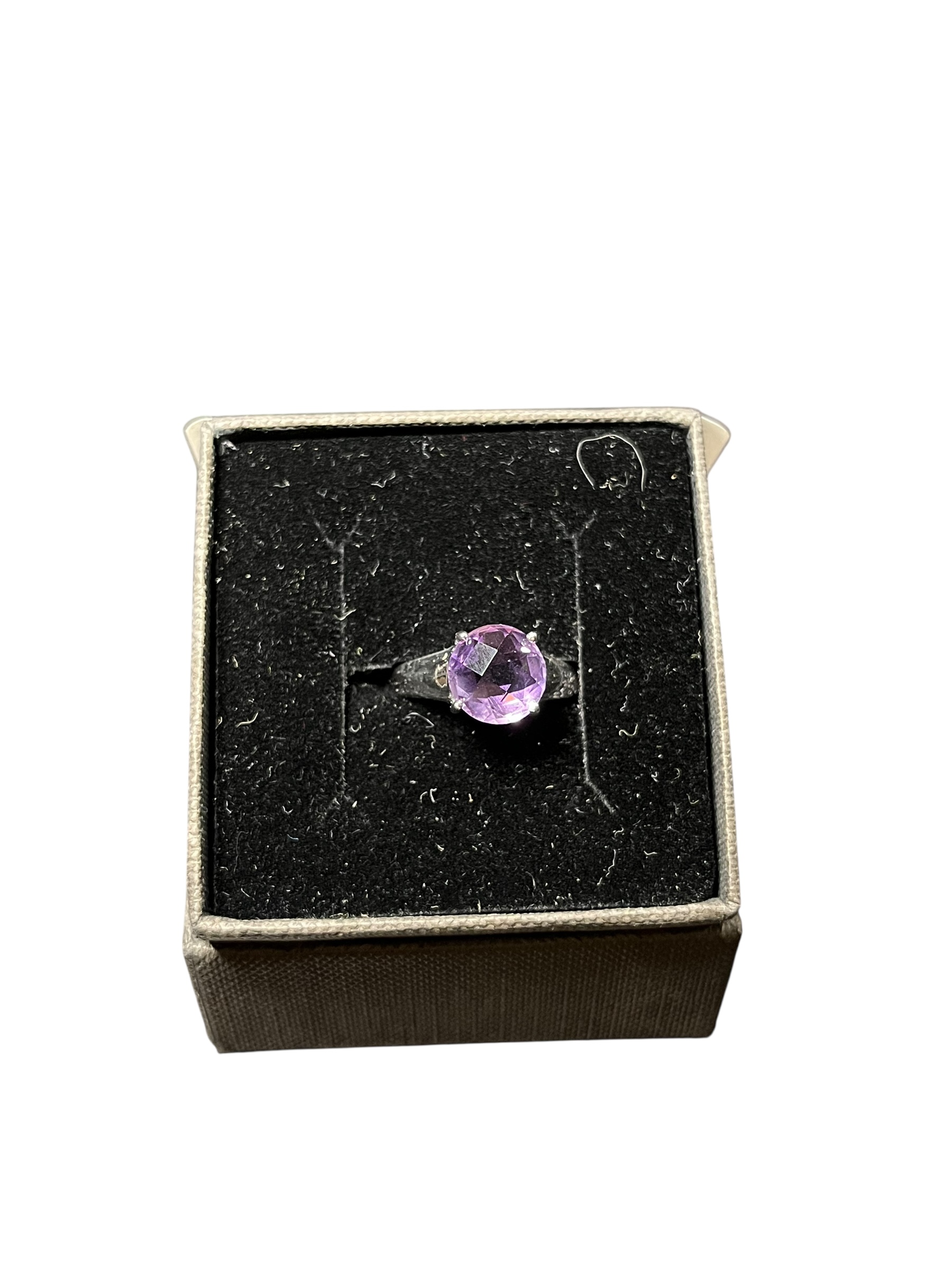 Product photo for 9ct Round Amethyst Ring – Size N/O