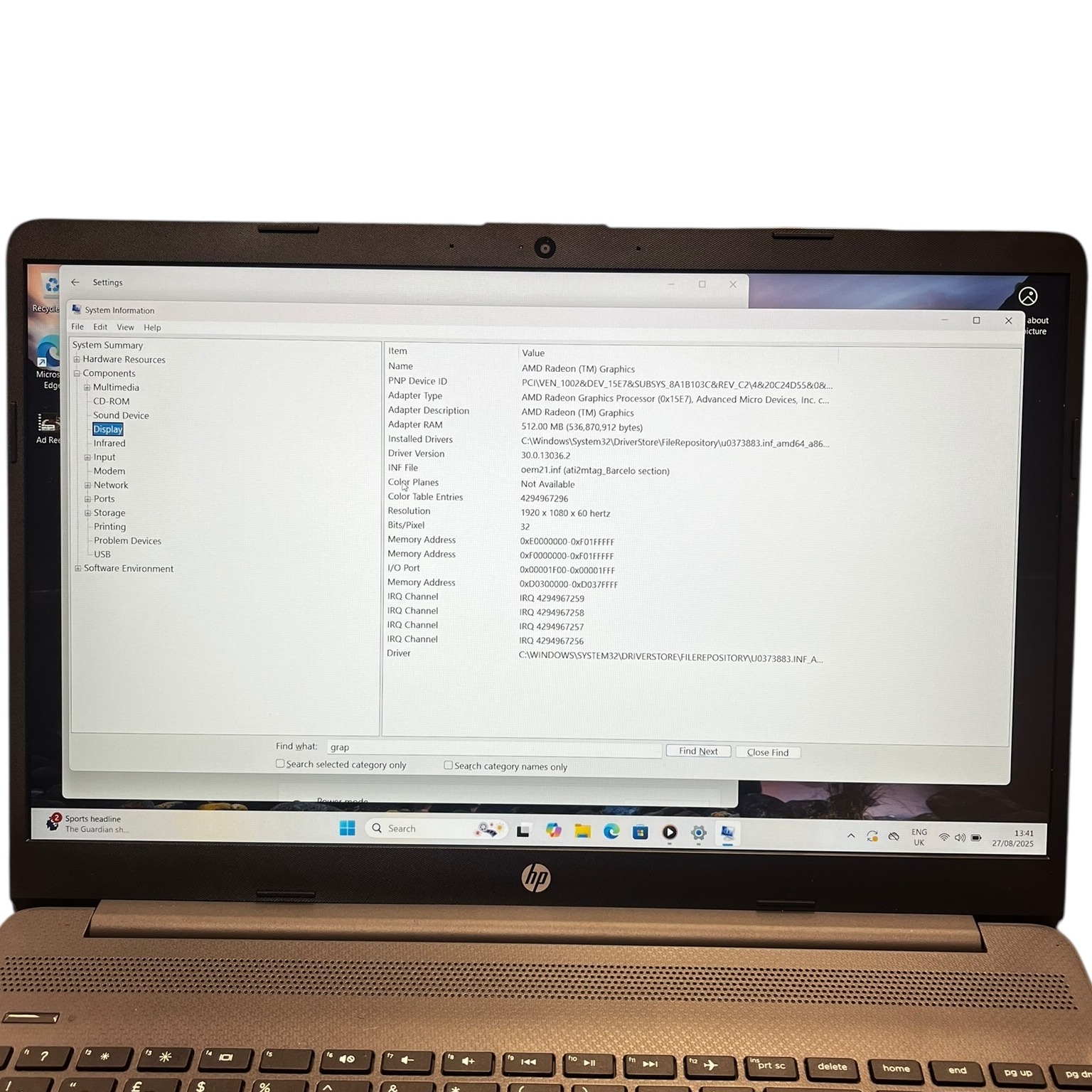 Product photo for HP 255 G9 Notebook - Grey (500GB SSD, 8GB Ram, AMD Ryzen 5625U, Radeon Graphics)