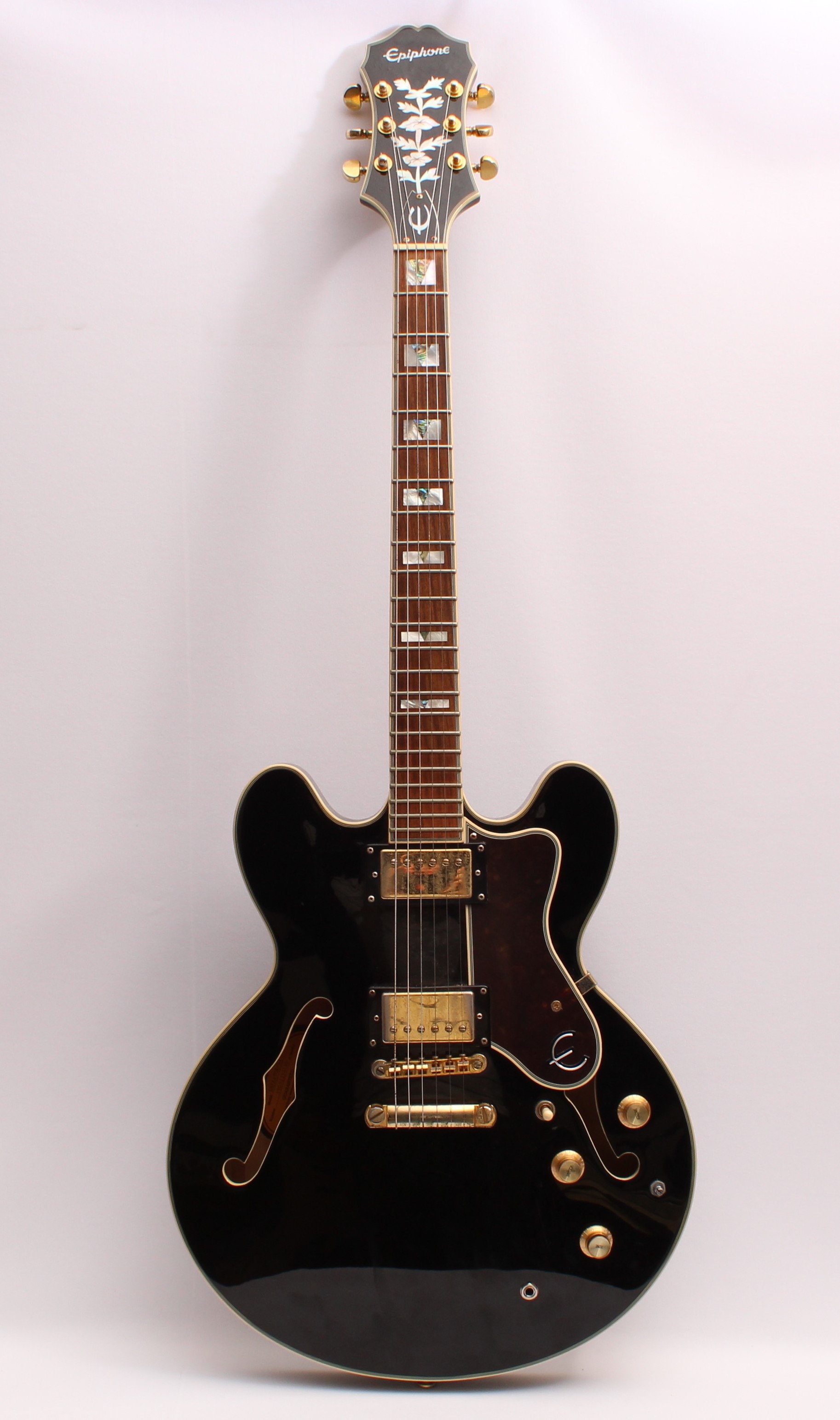 Product photo for Epiphone Sheraton-II Pro/EB Semi Hollow Electric Guitar - Ebony (U)