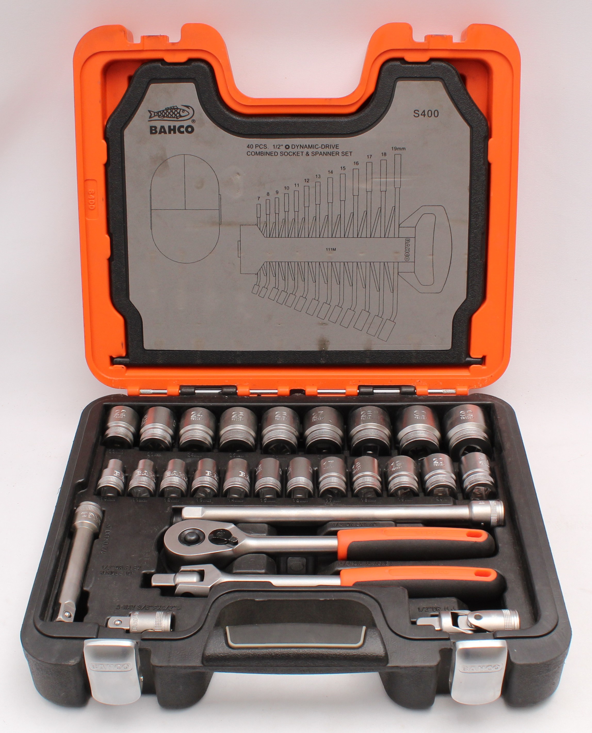 Bahco 40 Piece 1/2 in Standard Socket Set S400 - Boxed (U)