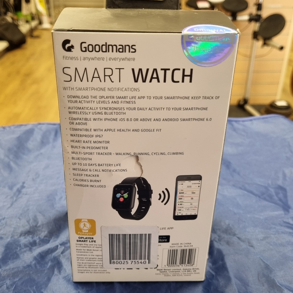 Goodmans Goodmans Smart Watch BT Heart Rate Waterproof Tracker Own4Less
